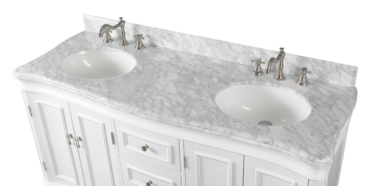 60" Benton Collection Double Sink Sesto White Bathroom Vanity - 2077W-RA - Bentoncollections