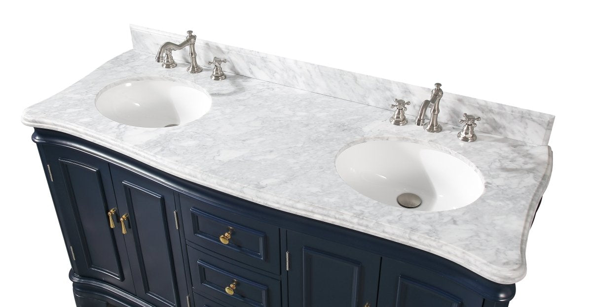 60" Benton Collection Sesto Navy Blue Bathroom Vanity - 2077NB-QT - Bentoncollections