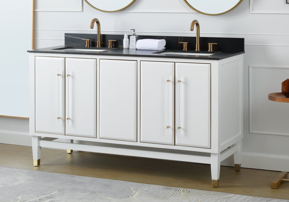 60" Tennant Brand Bertone Double Sink Bathroom Vanity - Model # Q164WT-D60GT - Bentoncollections