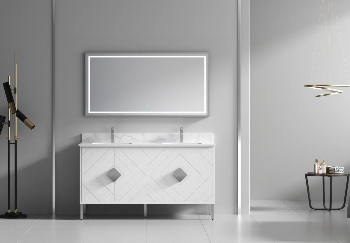 60" Tennant Brand Eileen Modern Style Double Sink Bathroom Vanity - AC-66WT60 - Bentoncollections