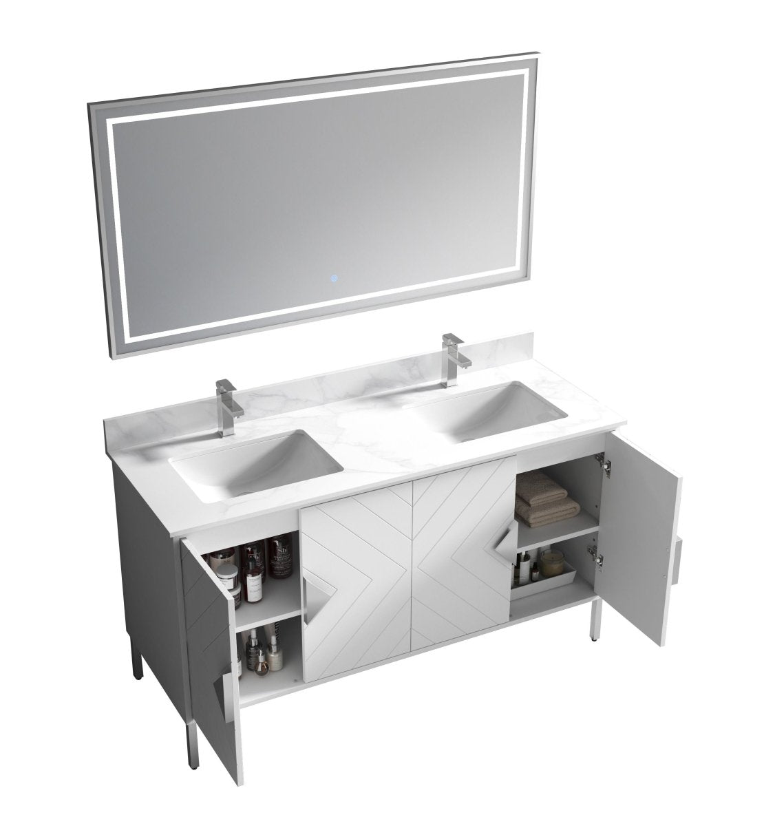 60" Tennant Brand Eileen Modern Style Double Sink Bathroom Vanity - AC-66WT60 - Bentoncollections