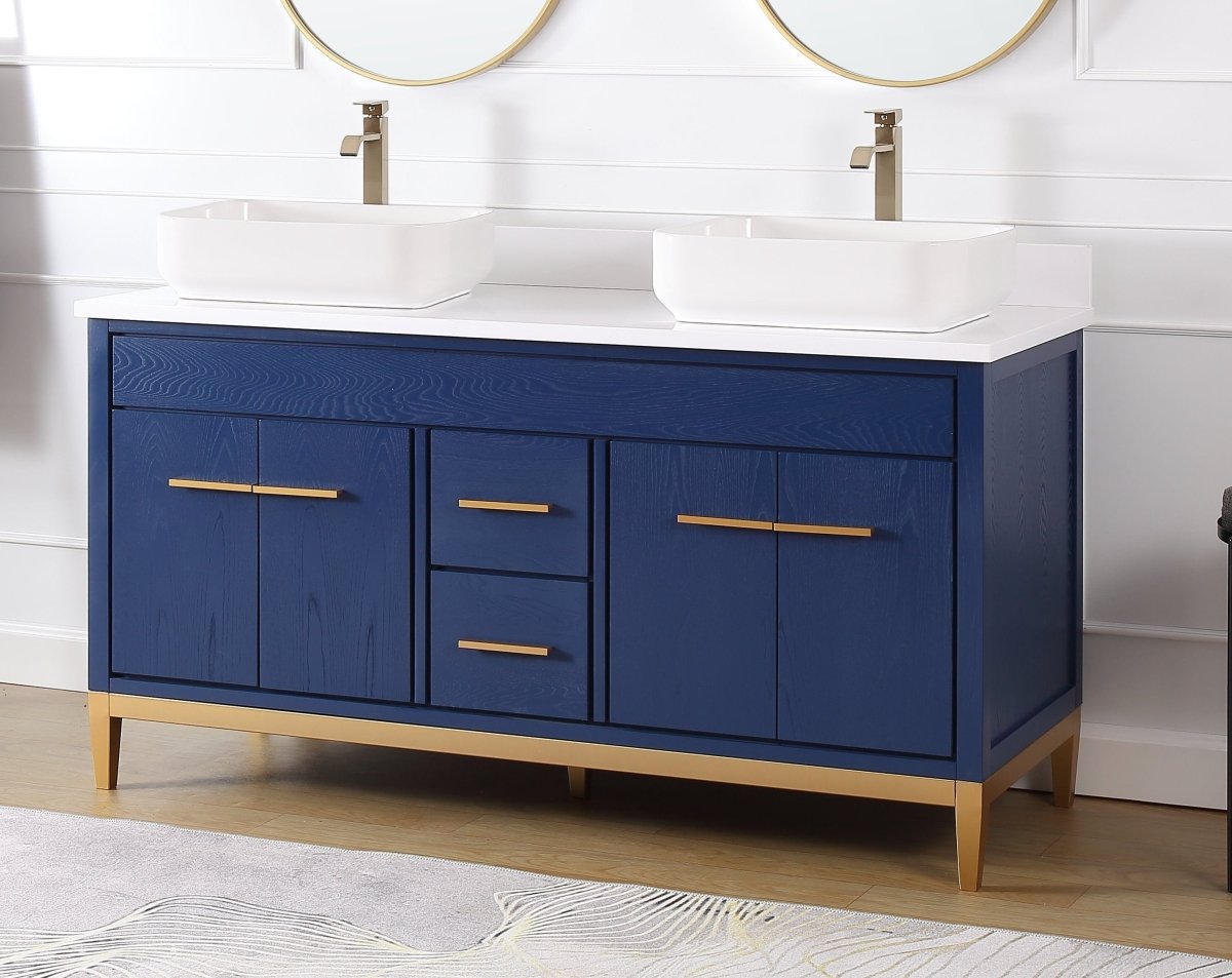 60" Tennant Brand Vessel sink Beatrice Double Sink Bathroom Vanity - TB-9960-VB60QT - Bentoncollections