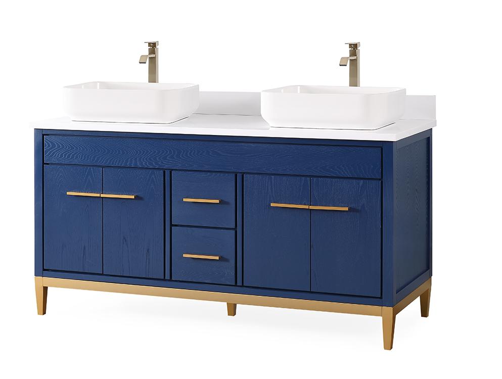 60" Tennant Brand Vessel sink Beatrice Double Sink Bathroom Vanity - TB-9960-VB60QT - Bentoncollections