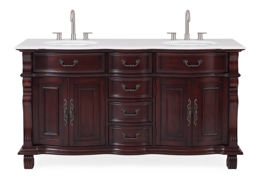 64" Traditional Style Cherry Wood Hopkinton Double Sink Bathroom Vanity GD-4438SB-64 - Bentoncollections