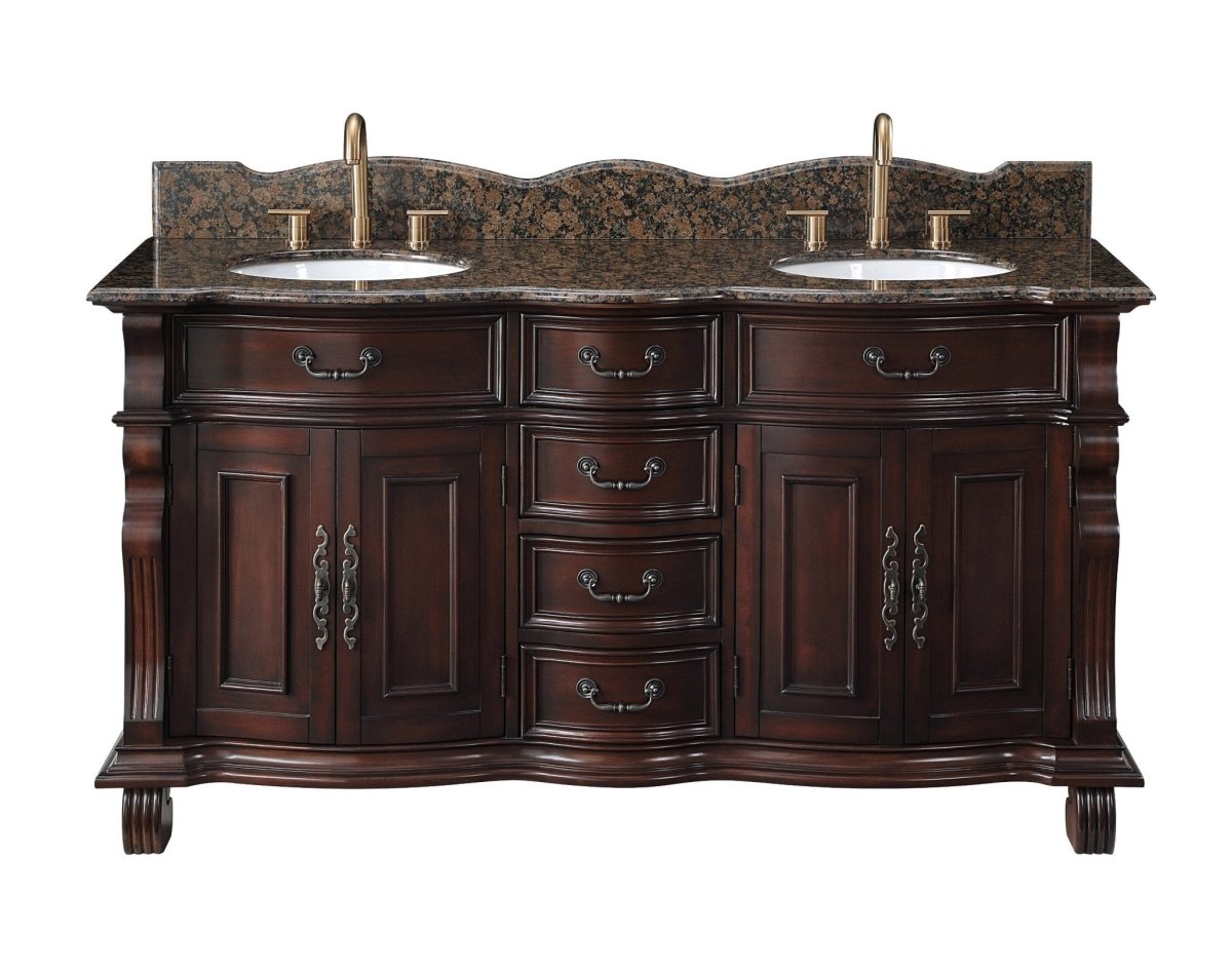 64" Traditional Style Cherry Wood Hopkinton Double Sink Bathroom Vanity GD-4438SB-64 - Bentoncollections