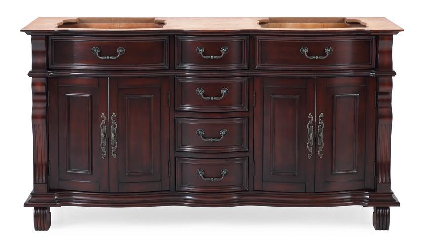 64" Traditional Style Cherry Wood Hopkinton Double Sink Bathroom Vanity GD-4438SB-64 - Bentoncollections