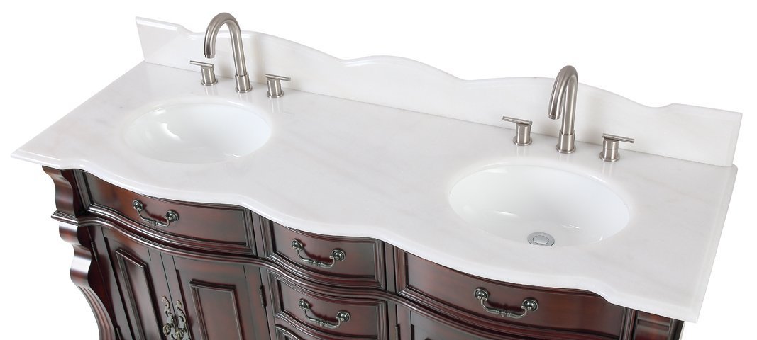 64" Traditional Style Cherry Wood Hopkinton Double Sink Bathroom Vanity GD-4438SB-64 - Bentoncollections